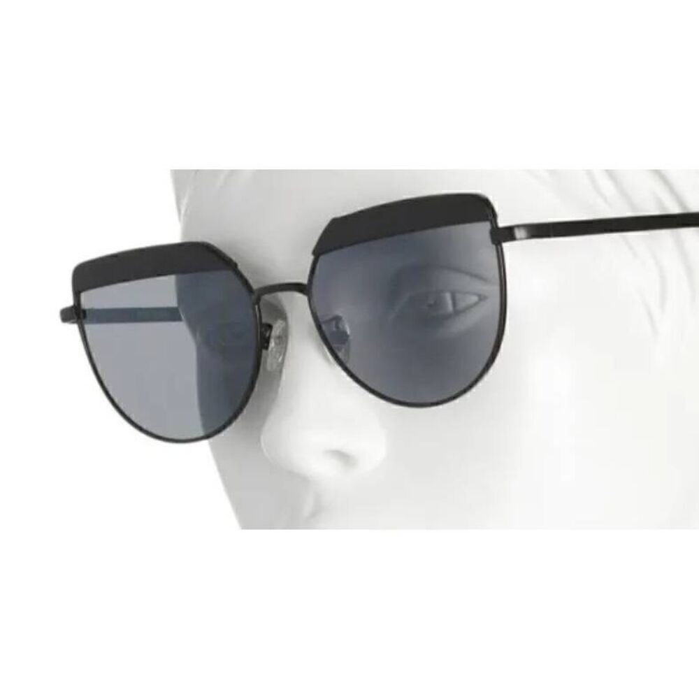 SMNY Steve Madden Cat Eyed Matte Block Browline Sunglasses Black NEW W/Dust Bag